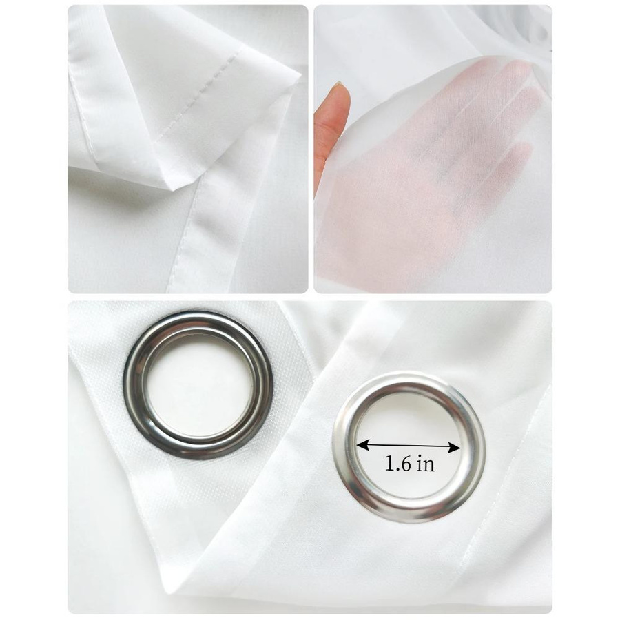Yiran Furniture Transparente Tüll-Voile-Organza-Vorhänge mit Farbverlauf in Salbeigrün und Grau, B: 135 cm, H: 245 cm - Bild 1