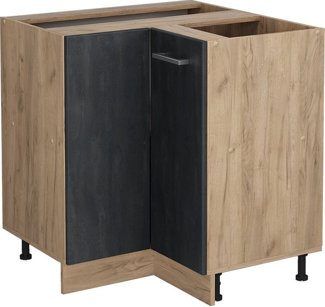 Vicco Eckunterschrank R-Line Schwarz Beton Eiche ohne Arbeitsplatte Höhe: 87 cm, Breite: 81,6 cm, Tiefe: 46 cm - Bild 1
