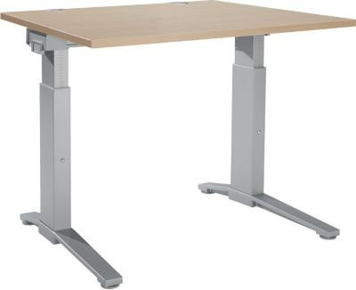 Schäfer Shop Genius Schreibtisch ERGOSTYLE S, manuell höhenverstellbar, Rechteck, C-Fuß, B/T/H: 120 x 80 x 67,5-89,5 cm, eiche/weißaluminium - Bild 1