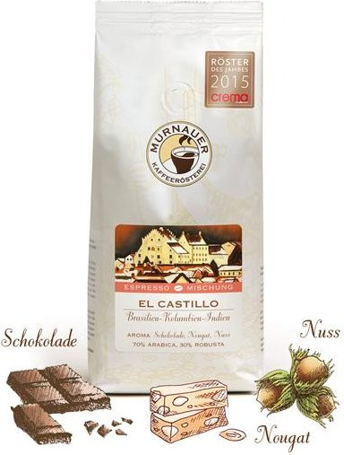 Murnauer Kaffeerösterei El Castillo, Arabica-Robusta-Mischung, Kaffee, 1 kg - Bild 1