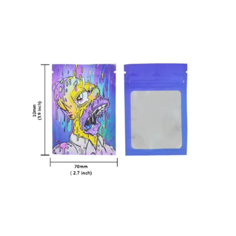 Cartoon Mylar-Beutel mit Reißverschluss, wasserdichte und geruchsdichte Aufbewahrungsbeutel für Süßigkeiten, B/H: 7 x 10 cm, Mehrfarbig - Bild 2