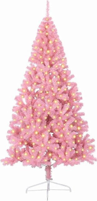 vidaXL Künstlicher Vorbeleuchteter Weihnachtsbaum in Rosa aus PVC, Höhe: 240 cm - Bild 1