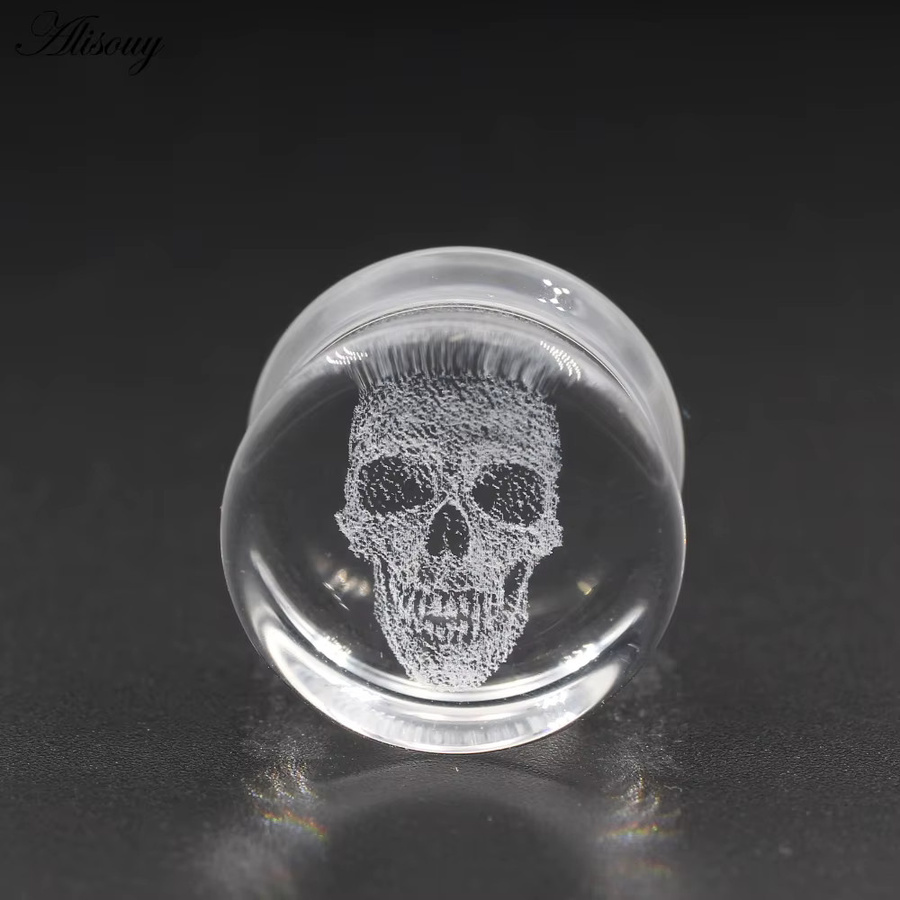 Alisouy Ohrringe, Glas, Schädel, Weiß, Unisex - Bild 3