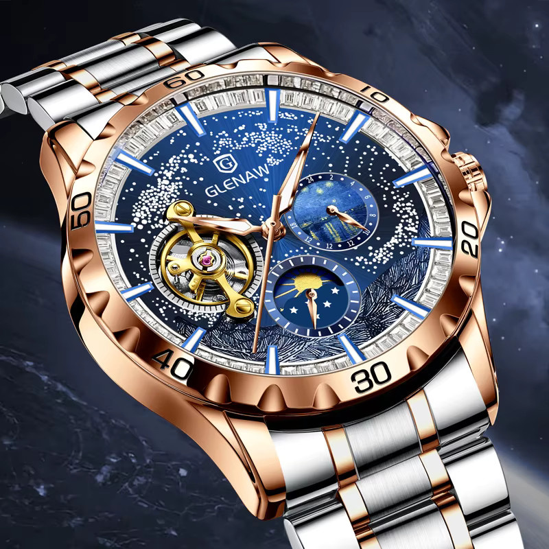 GLENAW Armbanduhr Automatik, Edelstahl, Blau, Herren - Bild 3