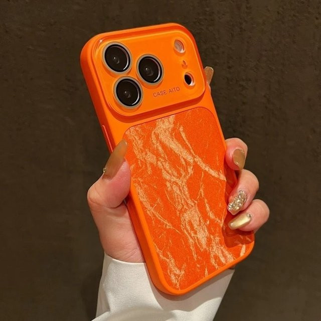 MagSafe Snow Mountain Handyhülle für iPhone 17 16 15 Pro Max 14 Magnetische Stoßfeste Ultra-Slim Luxus-Schutzhülle mit Großfenster in Pink und Orange - Bild 1