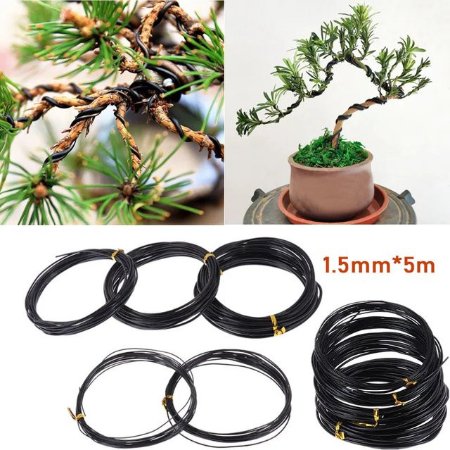 Hochwertiger Bonsai-Draht aus eloxiertem Aluminium in Silber, 5 m Rolle für das Bonsai-Training - Bild 1
