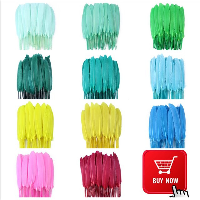 50 Stück natürliche Gänsefedern für Handwerk und Schmuckdeko, Farben: Grün und Pink, Größe: 10-15 cm - Bild 1