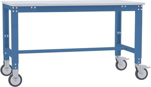Manuflex AU7309.5007 Arbeitstisch UNIVERSAL Spezial mobil mit PVCplatte, Brillantblau (RAL 5007), B/T/H: 100 x 60 x 75,2-97,2 cm - Bild 1