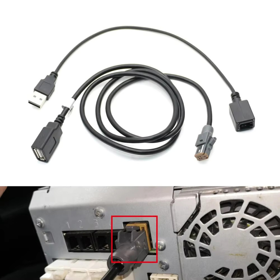 USB-Audio Adapter Kabel mit 4-poligem Stecker für Autoradio USB-Eingang in Schwarz für Subaru BRZ, Outback und Suzuki Vitara - Bild 1
