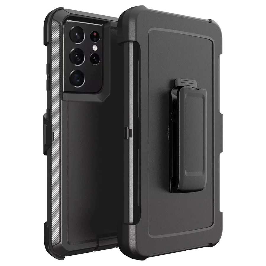 3in1 Rugged Armor PC-Schutzhülle mit Clip-Box-Abdeckung für Samsung Galaxy S25 S24 S23 S22 S21 S20 Ultra Plus FE Note 20 10 9 8 in Schwarz - Bild 7