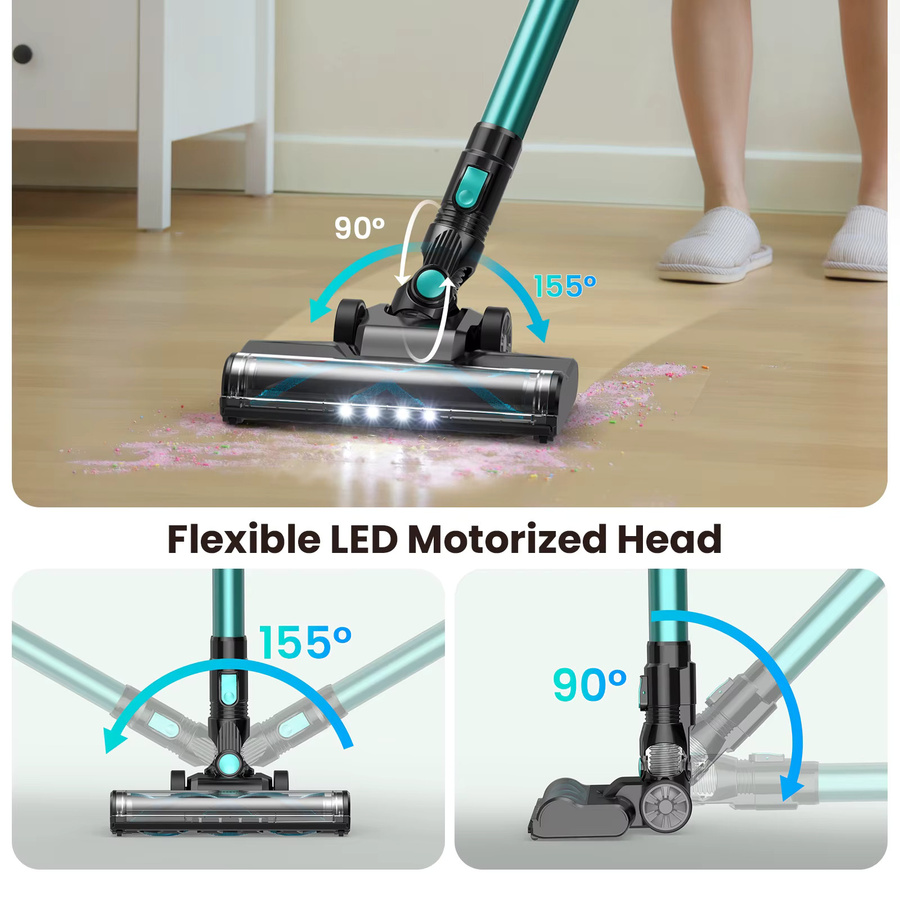 Vastorm 6-in-1 Kabelloser Handstaubsauger in Grün mit LED-Bürste, ideal für Tierhaare auf Hartböden und Teppichen - Bild 4