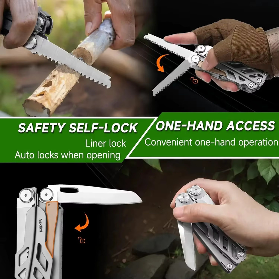 NexTool Flaggschiff Max 14-in-1 EDC-Multitool-Zange aus Edelstahl in Silber mit Schere und Klappmesser für Outdoor und Camping - Bild 3