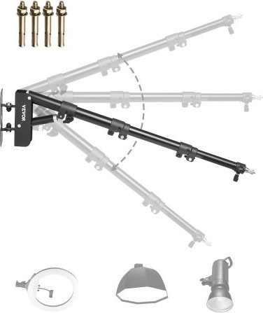 VEVOR Wandmontage Boom Arm für Ringlichter und Studiobeleuchtung, Schwarz, 100 cm Länge, verstellbarer Dreieck-Ausleger mit 180 Grad Rotation aus Eisen - Bild 1