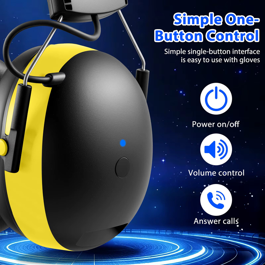 YHKEMA EB20 Bluetooth-Gehörschutzkopfhörer in Blau mit 28dB NRR und AUX-Modus für Schießsport, Rasenmähen und Bauarbeiten - Bild 2