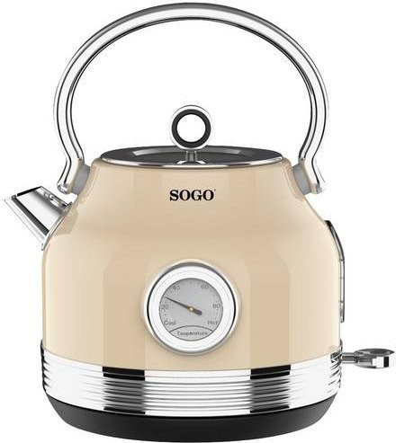 SOGO Human Technology Wasserkocher aus Edelstahl mit Cool-Touch-Gehäuse und Überhitzungsschutz in Beige Metallic - Bild 1