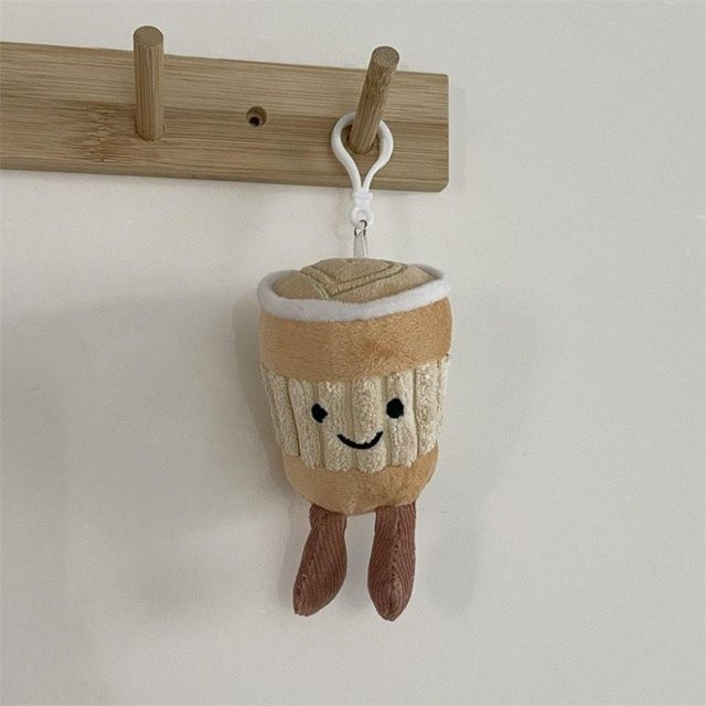 Taschenanhänger Plüschpuppe Milk tea cup, grau, Unisex - Bild 1