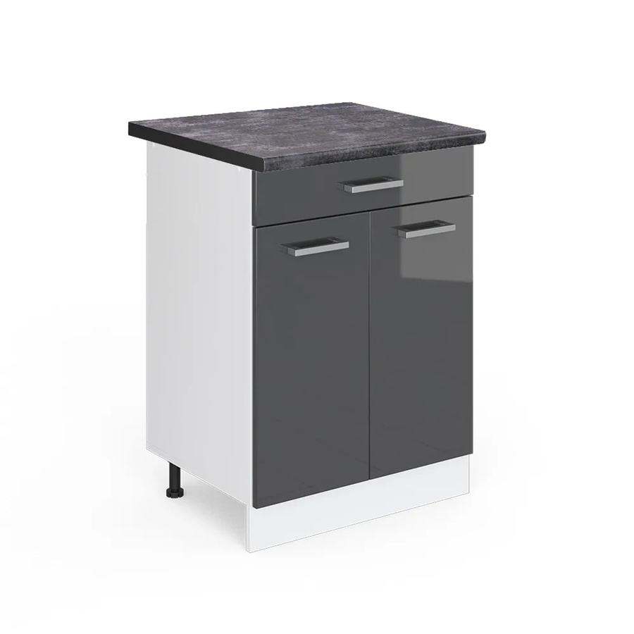 Vicco Küchenunterschrank R-Line in Anthrazit Hochglanz und Weiß mit Schubladen, Breite: 60 cm, Höhe: 81,6 cm, Tiefe: 60 cm - Bild 2