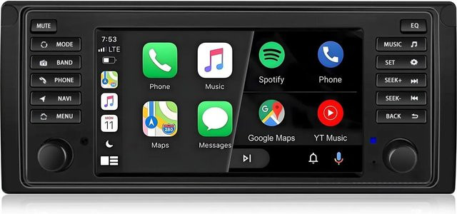 Junsun Autoradio mit Bluetooth und GPS für BMW E39 E53 M5 in Schwarz mit 7,0 Zoll Display - Bild 1