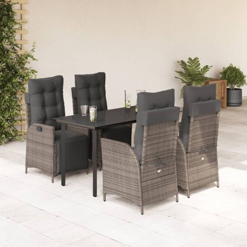5-tlg. Gartenmöbel-Set aus Polyrattan mit Kissen in Grau von vidaxl - Bild 1