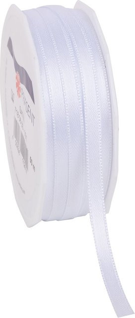 Satinband Uni aus Polyester in Weiß, Breite: 0,6 cm - Bild 1