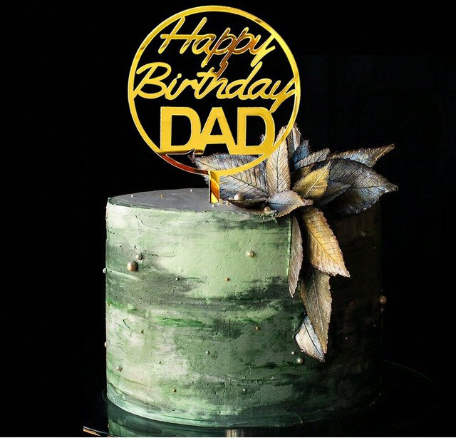 3 Stück Super Dad Kuchen Topper aus Acryl in Gold für den Geburtstag von Papa - Bild 1