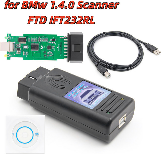 JFIND BMW OBD2 Diagnosegerät 1.4.0 Codeleser mit USB FT232RL Chip in Schwarz - Bild 1