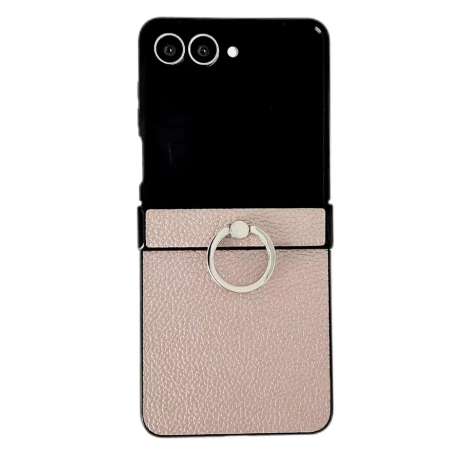 Samsung Z Flip Schutzhülle aus PU-Leder mit Lychee-Muster und Ringhalter in Beige für Z Flip 7 FE, Z Flip 6, Z Flip 5, Z Flip 4 und Z Flip 3 5G - Bild 4