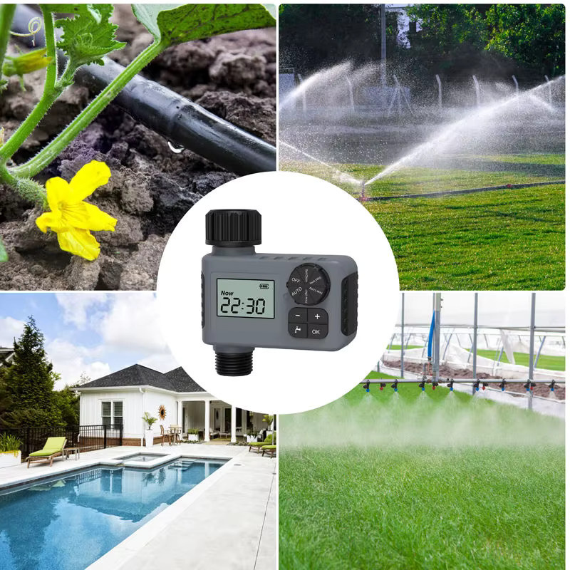 JIHUAN Automatischer Bewässerungstimer mit LCD-Display und IPX5 Schutz, Intelligentes Bewässerungssystem für den Garten in Grau - Bild 6