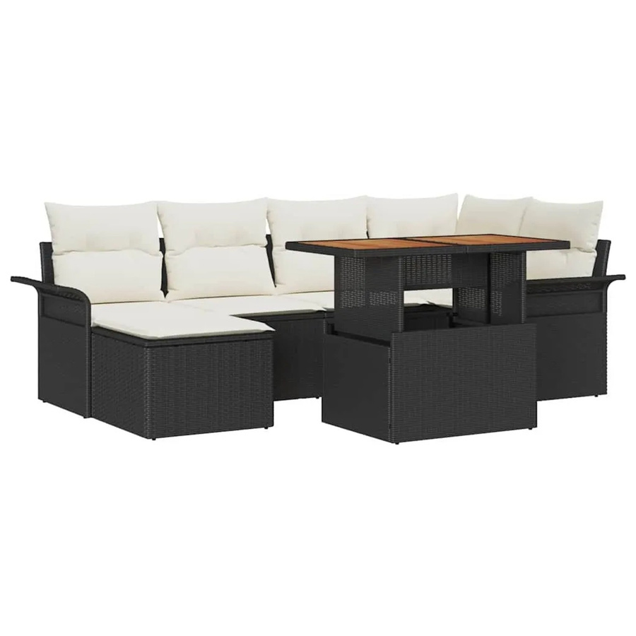 7-teiliges vidaXL Garten-Sofa-Set mit Speicher aus Poly Rattan und Stahl in Schwarz - Bild 2
