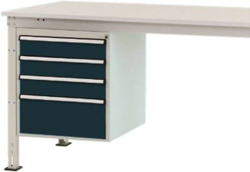 Manuflex Gehäuse-Unterbau Stationär ZB4814.7016 in Anthrazit und Weiß mit 4 abschließbaren Schubfächern, Nutzhöhe: 500 mm, für Tischtiefe: 1200 mm - Bild 1