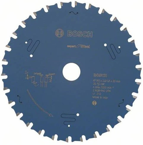 Bosch Kreissägeblatt Expert for Steel Ø 160 mm, B/T/H: 160 x 20 x 2,0 mm, 30 Zähne - Bild 1