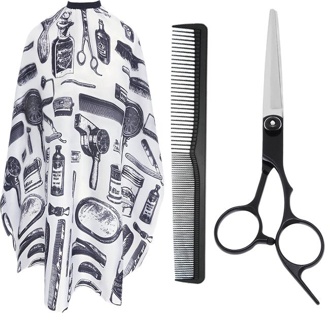 Meisha Haarscheren-Set mit Schneidescheren und Styling-Umhang, Unisex - Bild 1