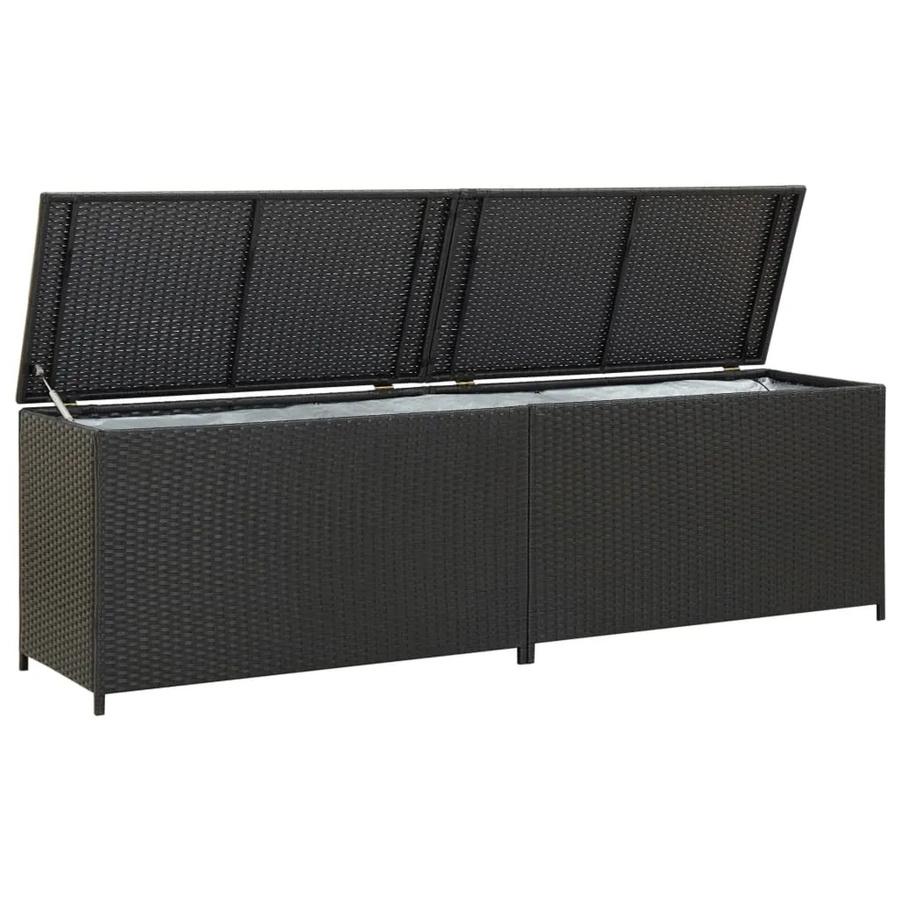 Gartenbox aus Poly Rattan von furnicato in Schwarz mit pulverbeschichtetem Stahlrahmen, B/T/H: 200 x 50 x 60 cm - Bild 2