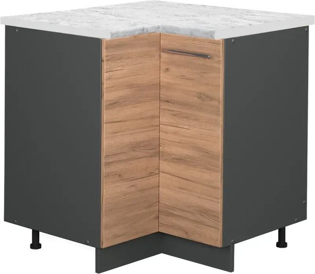 Vicco Eckunterschrank Fame-Line Goldkraft Eiche/Anthrazit mit Marmor-Optik, B/T/H: 80,5 x 60,0 x 82,0 cm - Bild 1