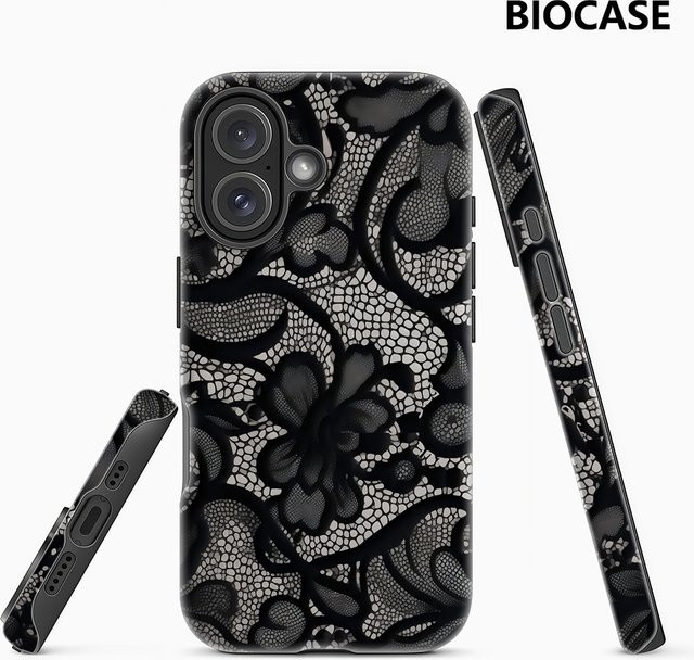 Potdemiel Handyhülle mit Schnürsenkel für iPhone 17 16 15 14 13 Pro Max Plus, Schwarz, Robuste Einzel- und Doppelschicht-Hülle mit Magnetfunktion - Bild 1