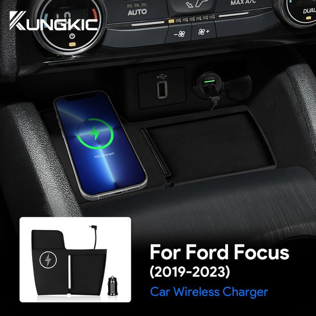 KUNGKIC Kabellose 15W Schnellladehalterung für Ford Focus in Schwarz - Bild 1