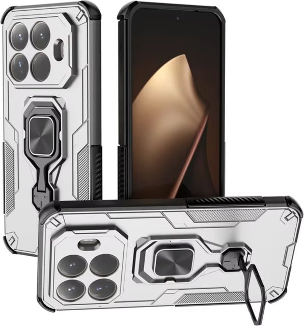 Stoßfeste Handyhülle mit 360 Grad rotierbarem Ring und Magnetfunktion für Xiaomi 15T Pro, 15T, 17, 17Pro und 17Pro Max in Schwarz - Bild 1