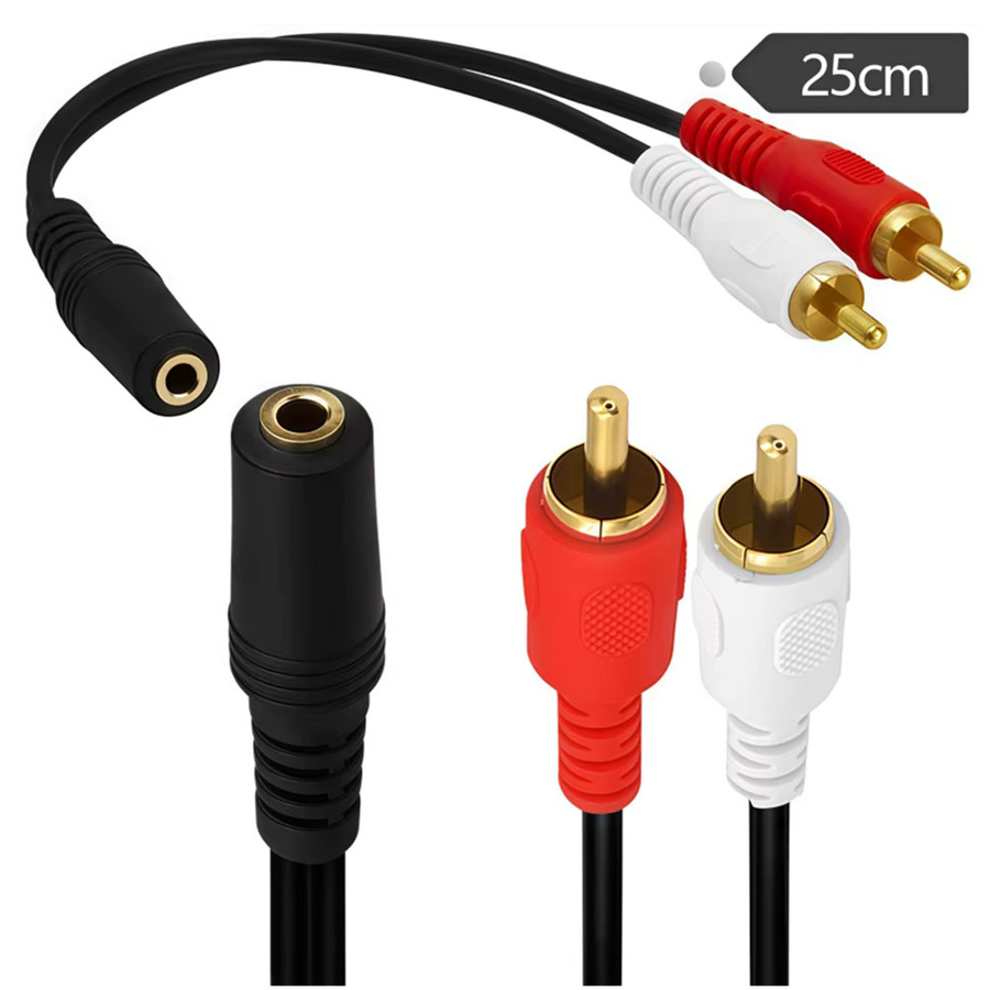 Stereo-Audiokabel Y-Adapter mit 3,5mm Klinkenstecker auf 2RCA Stecker und Buchsen für DVD-Player und Verstärker - Bild 2