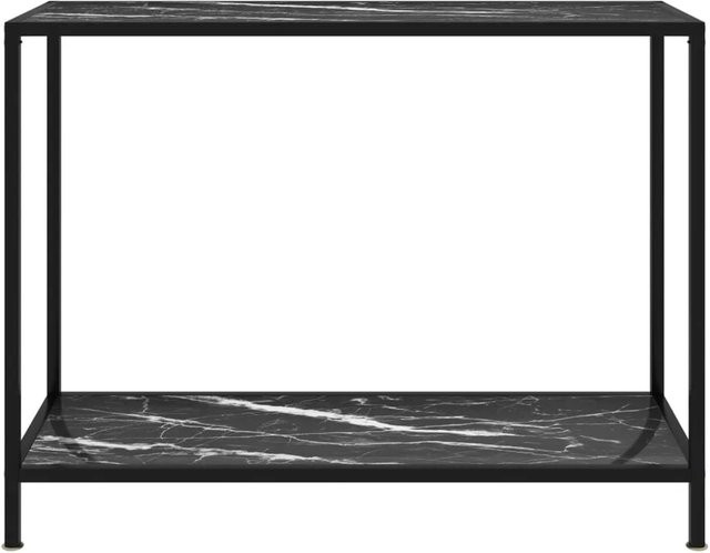 vidaXL Konsolentisch in Schwarz mit Marmor-Optik aus Hartglas und pulverbeschichtetem Stahl, B/T/H: 100 x 35 x 75 cm - Bild 1