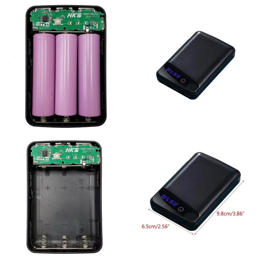 OOTDTY DIY Powerbank Gehäuse für 3x 18650 Batterien in Schwarz - Bild 1