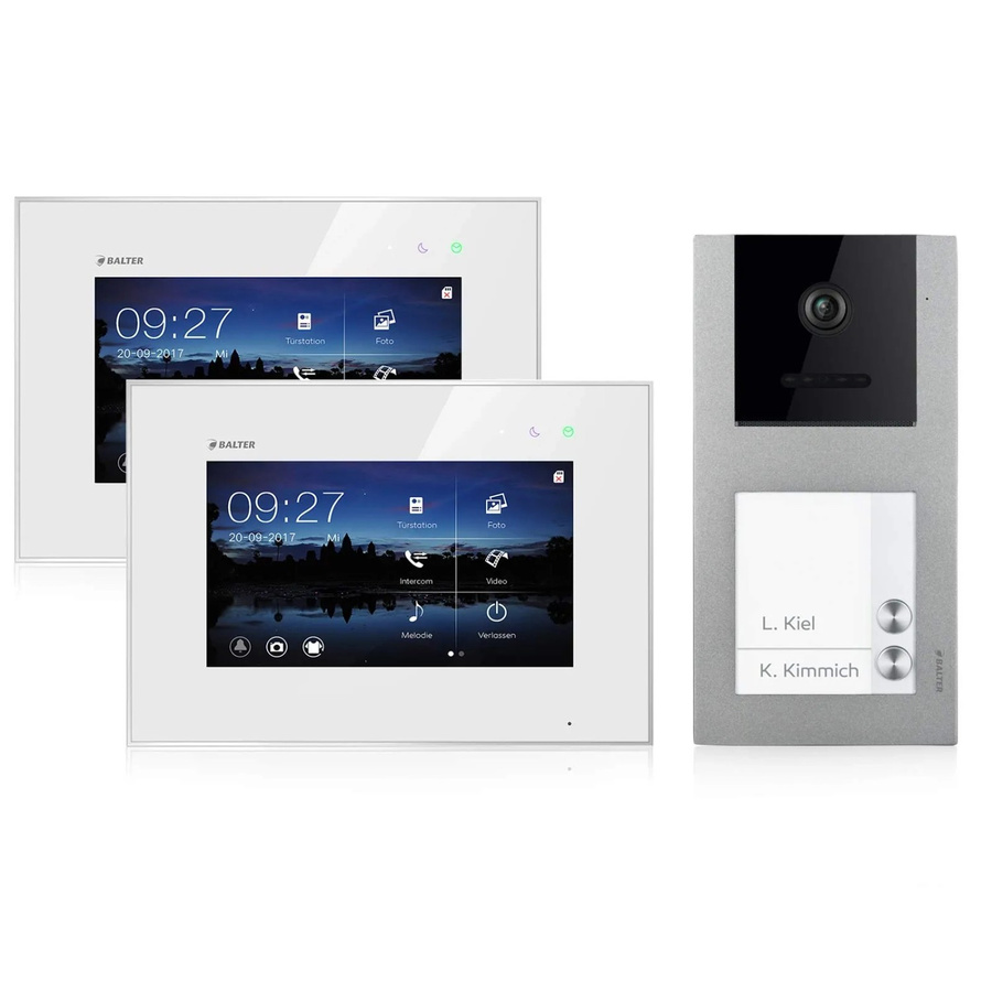 Balter EVO Video-Türsprechanlage Aufputz für Zweifamilienhäuser mit 2x 7 Zoll Monitor in Silber-Weiß - Bild 2