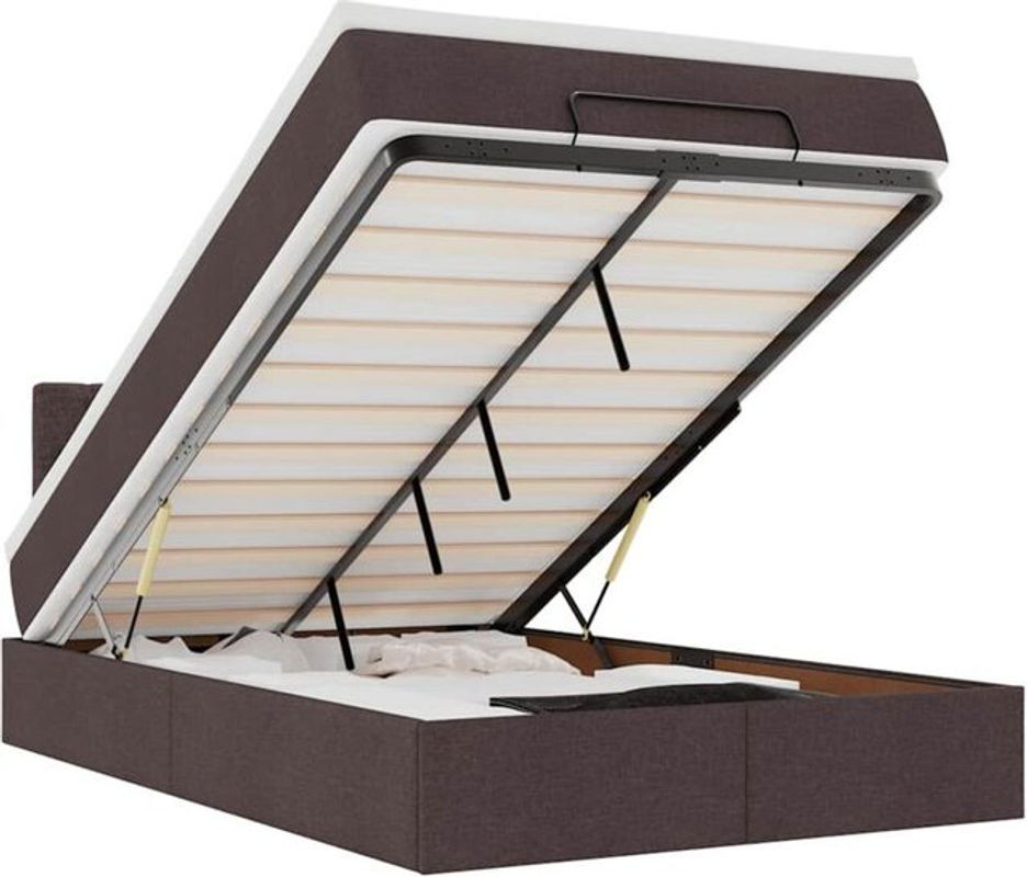 vidaxl Ottoman Polsterbett mit Matratze in Braun aus Stoff, B/T: 120 x 190 cm - Bild 1