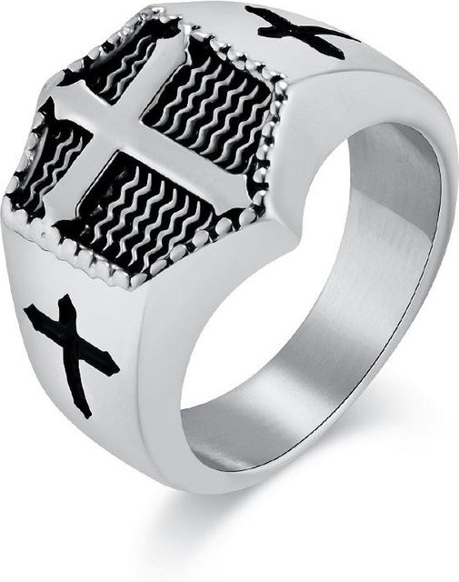YIRAN Jewelry Kreuzring Edelstahl, Weiß, Herren - Bild 1
