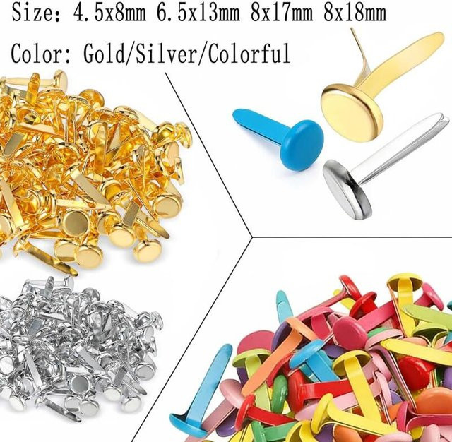 100 Stück Vintage Splitpins aus Metall in Gold für Scrapbooking und Handarbeit - Bild 1