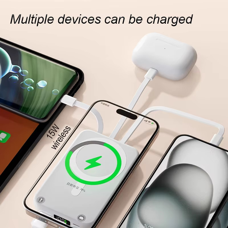 Noya raye Magnetische Power Bank mit 1000 mAh Kapazität, 20 W Schnellladung und USB-C-Kabel in Blau, Ultra Slim - Bild 3
