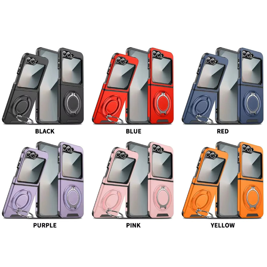 Magnetische Schutzhülle mit Leder-Finish und 360 Grad rotierendem Ringhalter für Samsung Galaxy Z Flip 7 und Samsung Galaxy Z Flip 6 5G - Bild 5