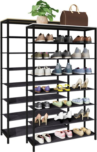 VCM Schuhregal Taliro in Schwarz im Industrie Style mit 7 Fächern, H x B x T: 152 x 90 x 30 cm - Bild 1