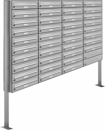 AL Briefkasten-System für 38 Parteien, freistehend, silberfarben, B/H/T: 161,2 x 170 x 27,5 cm - Bild 1