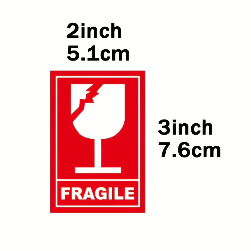 Zerbrechlich Vorsicht Warnaufkleber in Rot für Logistik und Verpackung, 100 Stück, Maße: 5,08 x 7,62 cm - Bild 2
