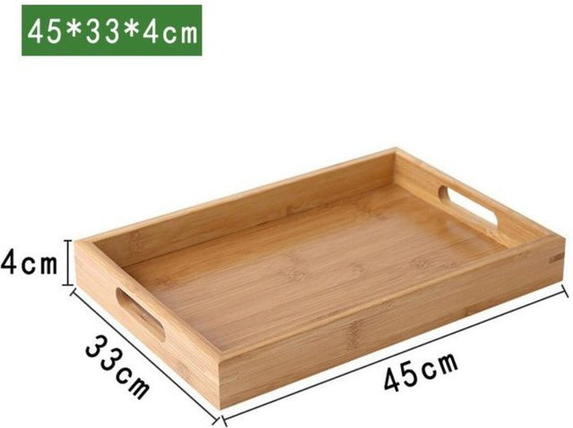 Rechteckiges Haushalts-Aufbewahrungs-Tablett von zhenguejiao71 aus Holz in Braun mit Griffen, B/T/H: 45 x 33 x 4 cm - Bild 1